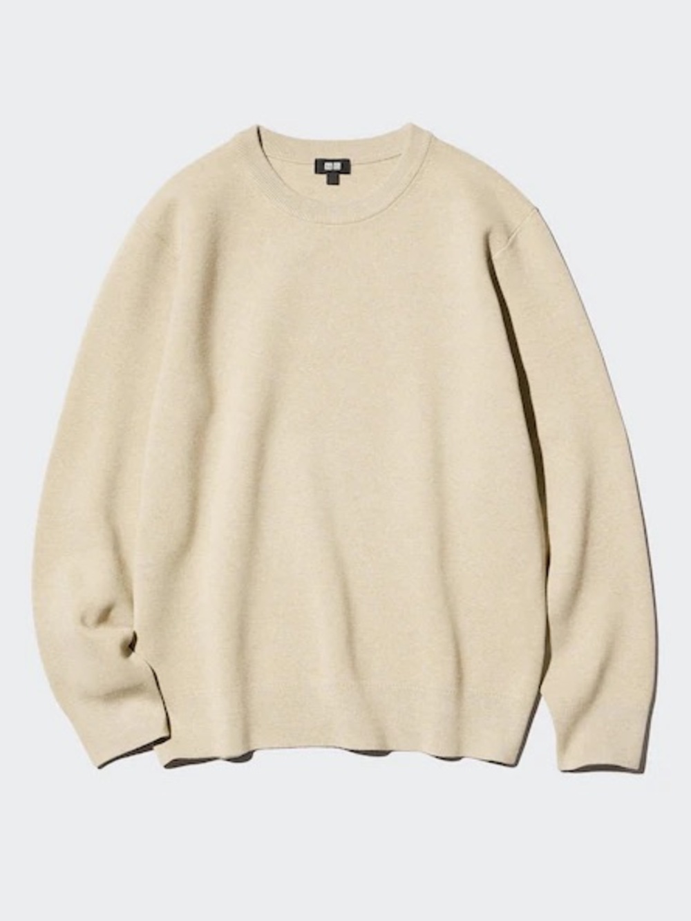 Uniqlo Milano Ribbed Sweater Mens Size Medium Beige Cotton Blend Crew Neck